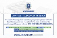 CÂMARA MUNICIPAL DE AMAMBAI CONVIDA POPULAÇÃO PARA AUDIÊNCIA PÚBLICA SOBRE O USO DE PATINETES ELÉTRICOS