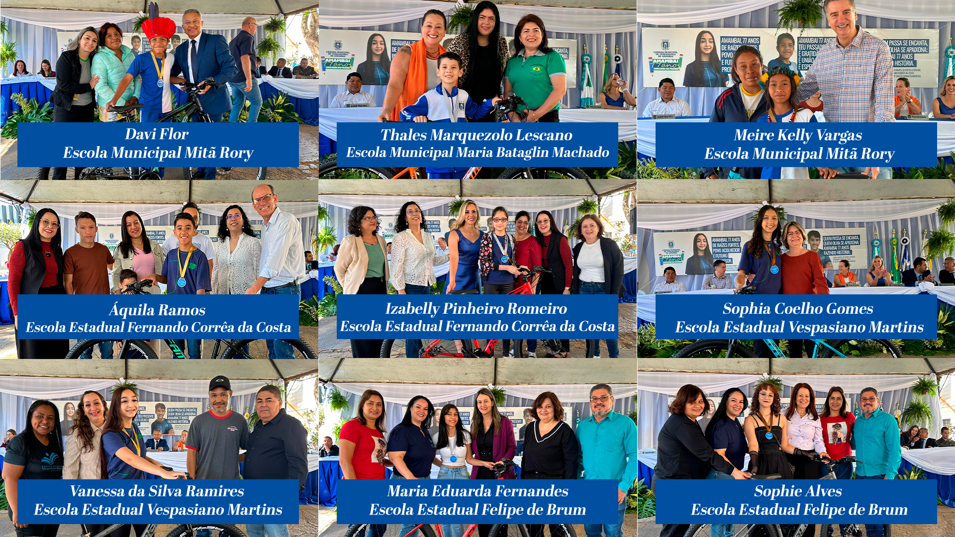 CÂMARA MUNICIPAL REALIZA SESSÃO SOLENE DE PREMIAÇÃO DO CONCURSO DE FRASES ALUSIVO AOS 77 ANOS DE AMAMBAI